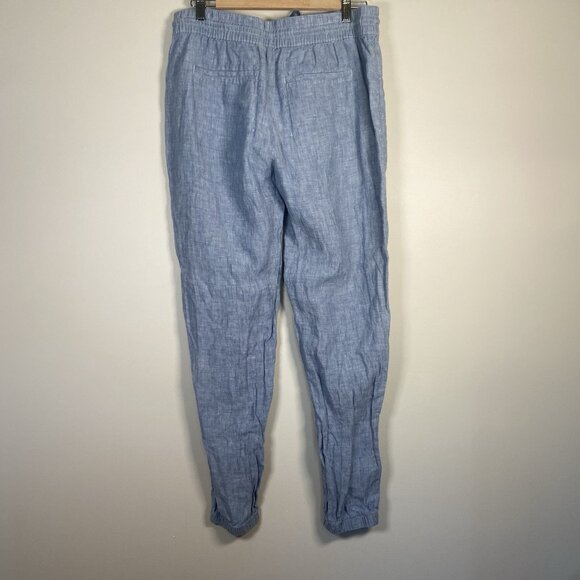 Athleta Cabo Linen Jogger Pants Chambray Blue Size 10 T Tall Athleisure Sporty - Picture 5 of 9